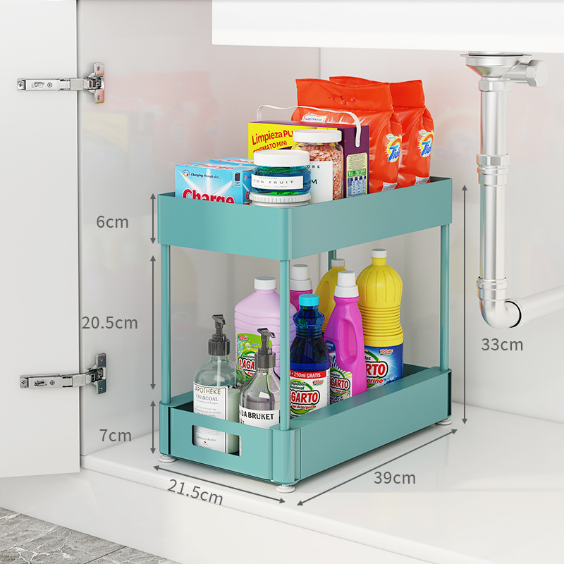 Estante de especias de cocina desmontable de Amazon, organizador de baño, estante de almacenamiento debajo del fregadero para gabinete de sala de estar, tipo cajón