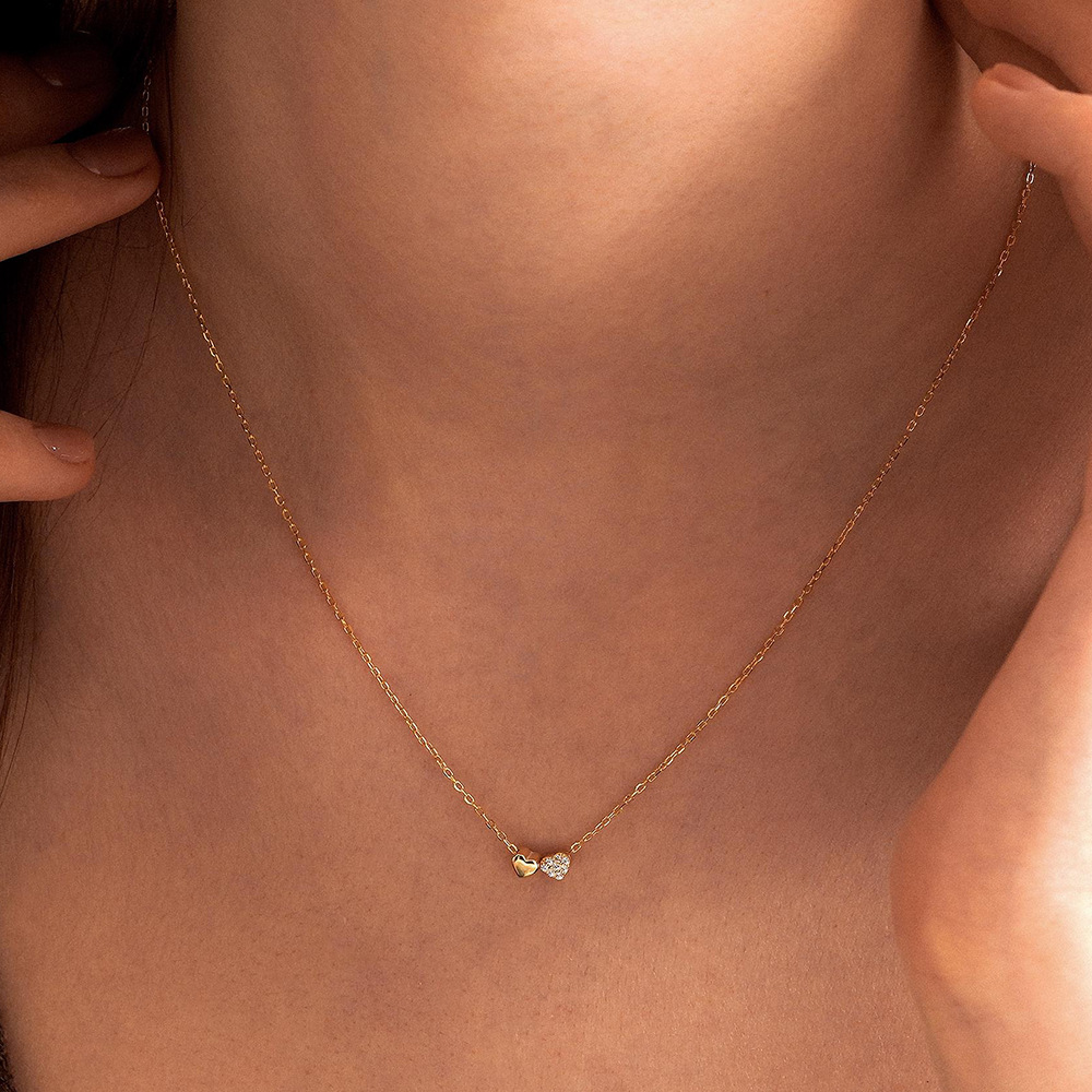 Minimalist Heart Pendant Necklace Elegant Collarbone Chain Gold_voghion.com