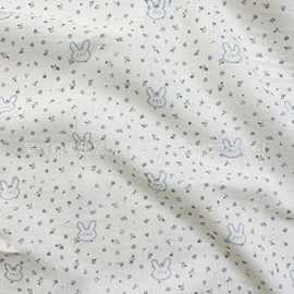 全棉双层绉布纱布料muslin印花猫咪波点皱布婴童服装睡衣家居面料