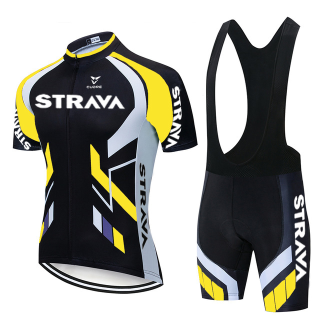 新款STRAVA骑行服套背带短袖套装自行车服骑行服工厂批发透气