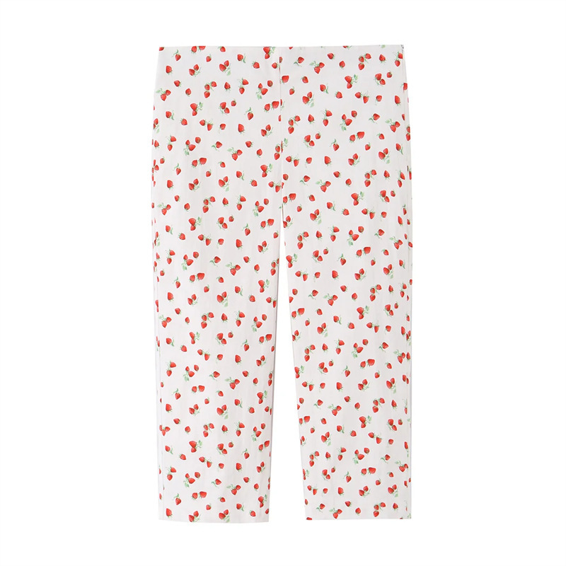 UNIZERA Women's 2026 Summer New Mid-Waist Strawberry Print Slim Capri Pants 4661455 UNIZERA Women's 2026 Summer New Mid-Waist Strawberry Print Slim Capri Pants 4661455
