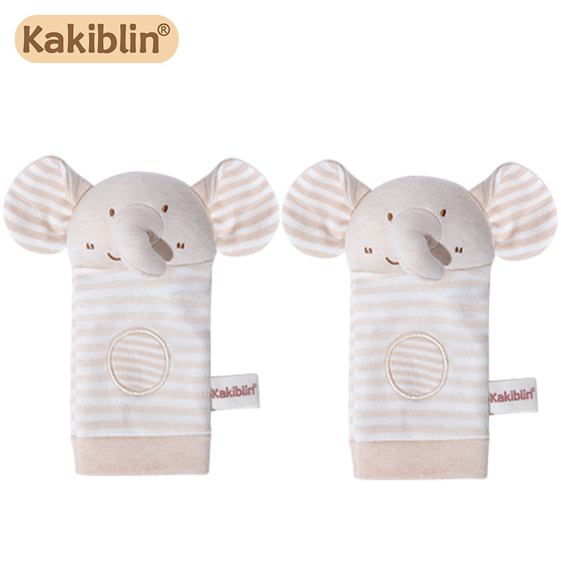 Kakiblin algodón orgánico bebé animal correa de muñeca traqueteo correa de reloj recién nacido Calcetines traje Juguetes