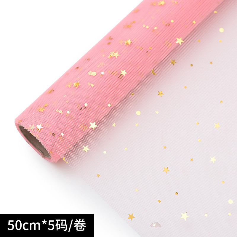 Gasa de Estrellas y Luna para Envolver Flores, Cortina de Gasa, Envoltura para Ramos, Malla Decorativa, Materiales para Floristería, Caja de Regalo, Arte Floral, Embalaje Floral