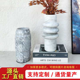 现代简约轻奢天然大理石花瓶器皿桌面摆件样板间民宿售楼处装饰品
