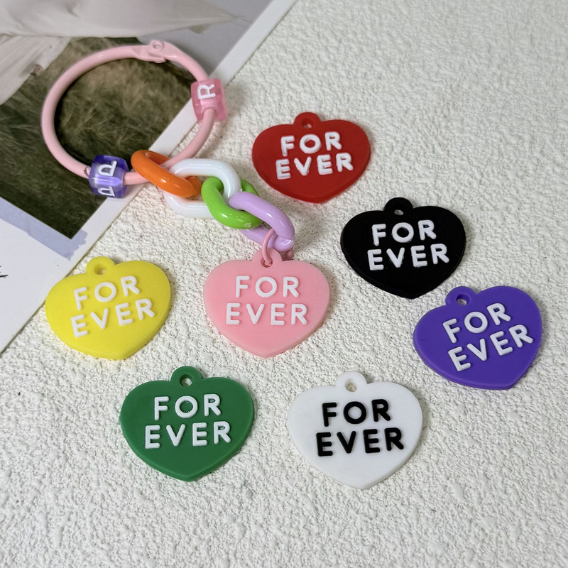 DIY Jewelry Accessories Colorfulful Glue Candy English Heart Tag Silicone Bracelet Pendant Necklace Pendant