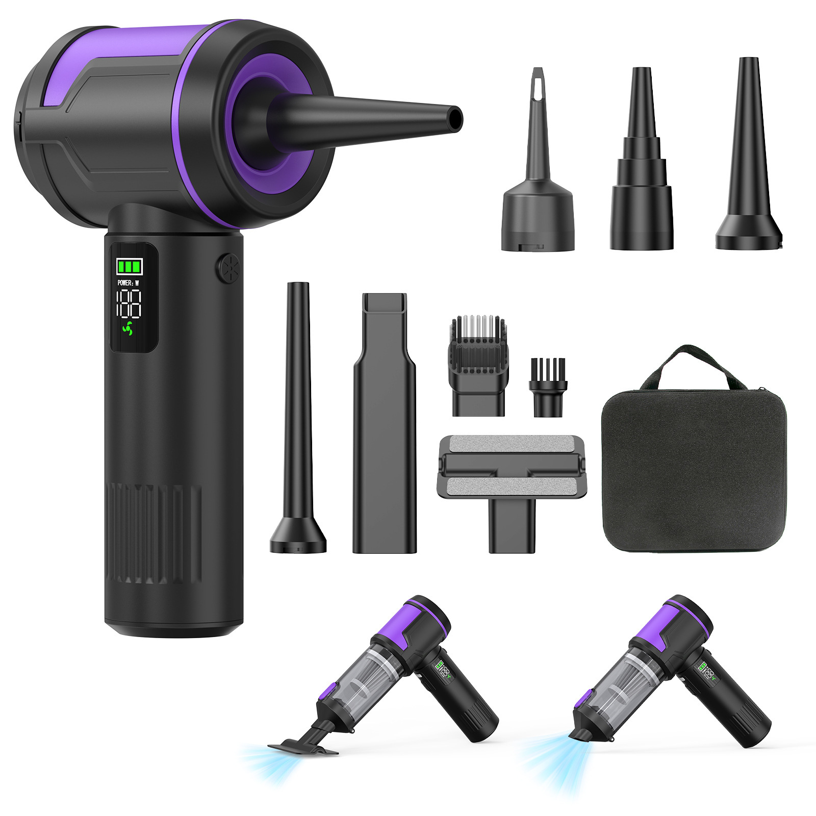 Fast-Charging Car Vacuum Cleaner with Digital Display Screen, Handheld Brushless Dust Blower, Wireless Car Vacuum Cleaner with Super Strong Suction Power