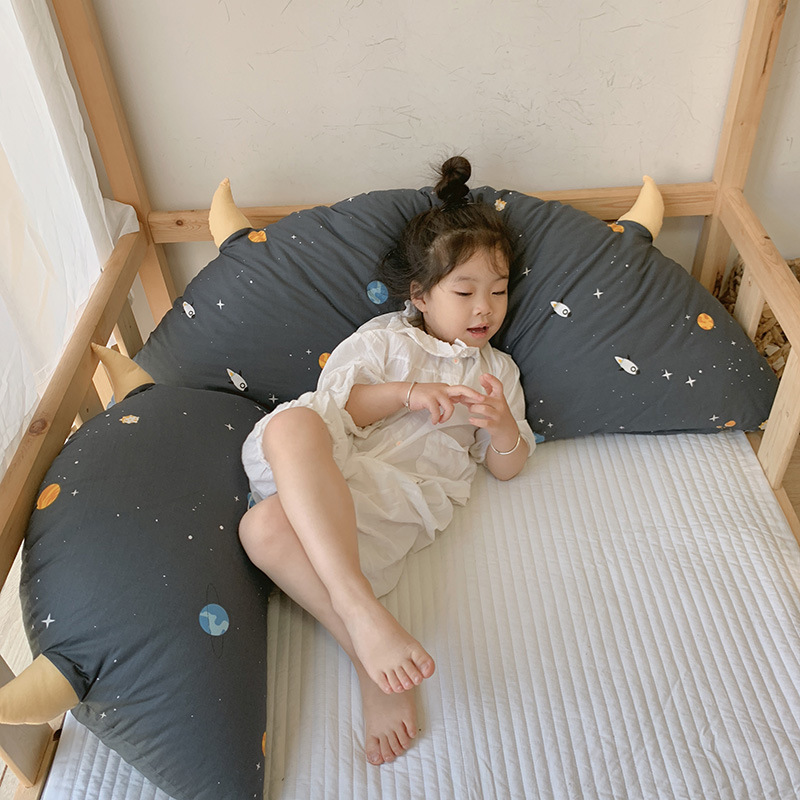 Imp Devil Cushion Funny Removable and Washable Core-Containing Children's Bed Protective Pillow Pure Cotton Baby Bedhead Horn Large Backrest