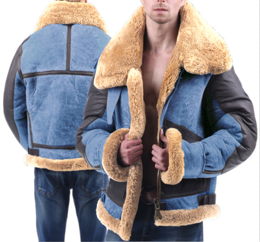 Autumn/Winter 2024 Coat with Fur and Fur, Thickened Fleece Zipper, Men's Jacket, European Large_voghion.com