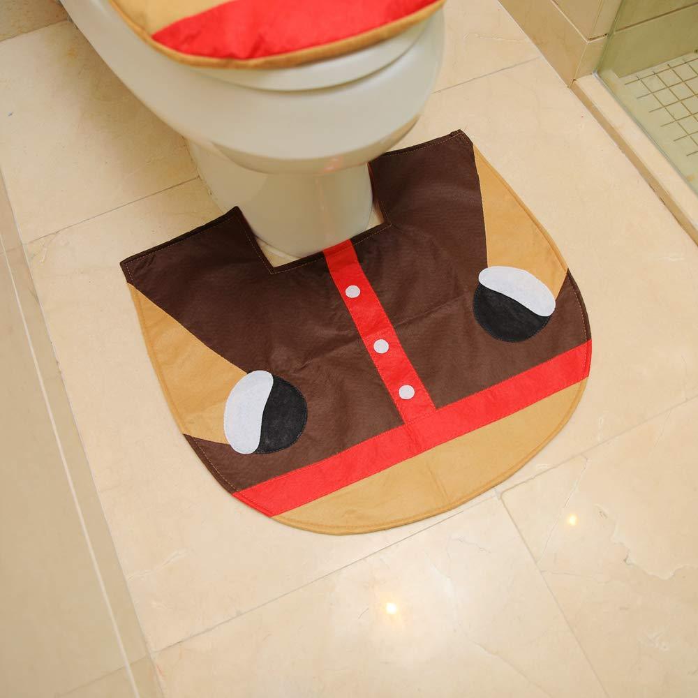 Cubierta de inodoro de Navidad caliente transfronteriza ancianos muñeco de nieve cubierta del inodoro estera del piso cubierta del tanque de agua cubierta del tejido conjunto de tres piezas