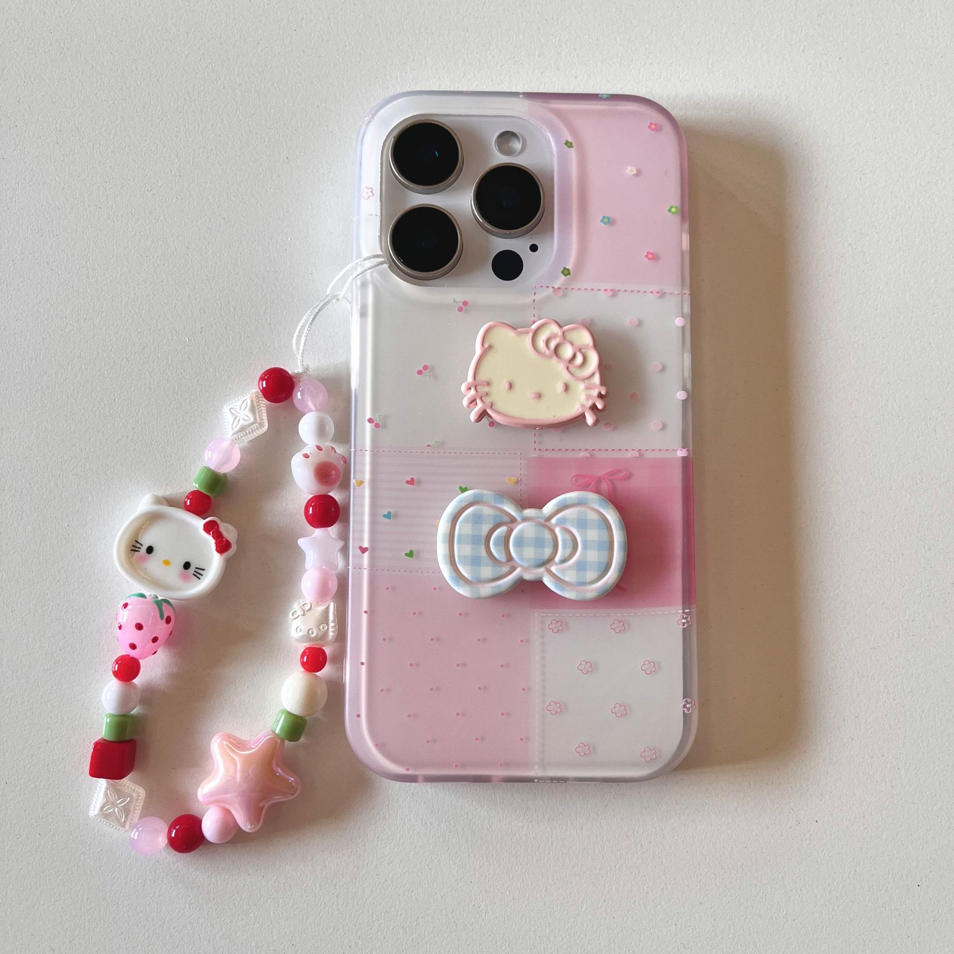 Linda chica cosida corazón arco KT gato para Apple 15Pro funda para teléfono móvil 16PorMax estéreo 14/13