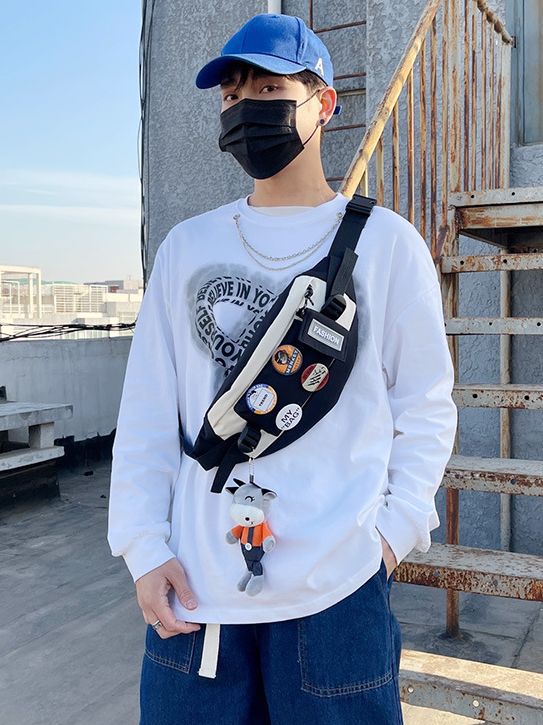 Bolso de pecho de marca a la moda para hombre, bolso de hombro informal de estilo japonés, mochila pequeña para niño, bolso cruzado moderno, nueva riñonera para hombre.