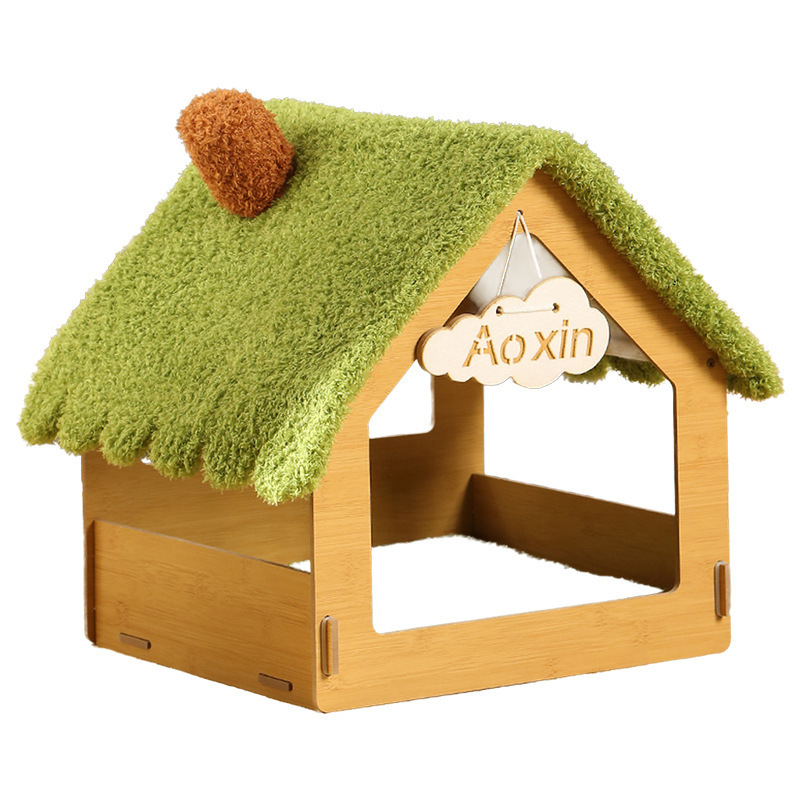 オールシーズン対応のキャットネスト、半密閉型キャットベッドハウス、ヴィラ屋内犬小屋、犬小屋、夏用マット|undefined