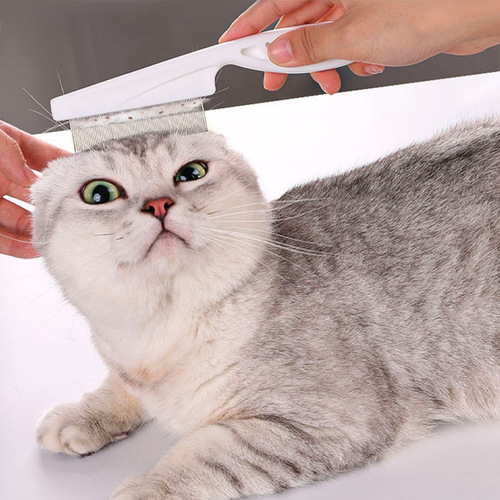 Pet flea steel needle comb new flat single color non-slip cat flea comb pet supplies wholesale