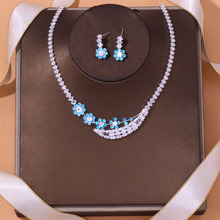 时尚礼服蓝宝石项链套装新娘饰品奢华首饰锆石套链Jewelry Set
