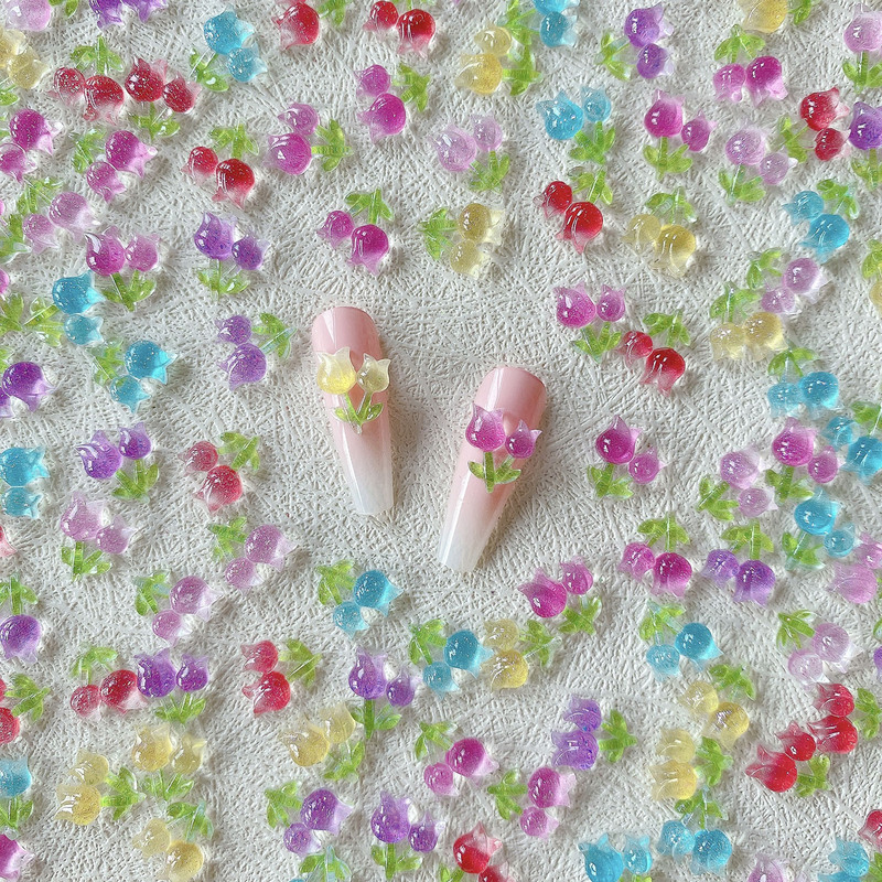 New Style Nail Art Jewelry Summer Ice Tulip Double Flower Net Celebrant Small Flower Japanese Style Cary Wind Nail Decoration New Style Nail Art Jewelry Summer Ice Tulip Double Flower Net Celebrant Small Flower Japanese Style Cary Wind Nail Decoration