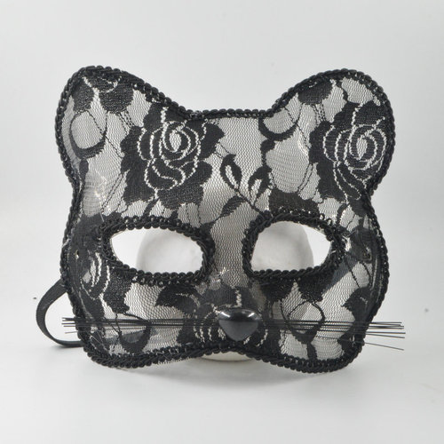 Foreign trade Halloween decoration cosplay stage performance props lace sexy female animal cat face mask mask