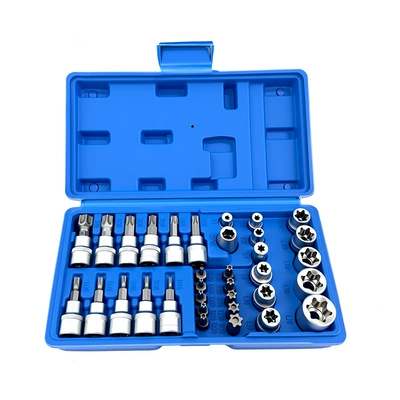Hot-Selling 34-Piece Set of Blue and Red T-Type Screwdriver, E-Type Socket, and Automotive Repair Tool Set Wholesale (Mühərrik tənzimləmə alətləri) - 34-piece-set-blue-matte