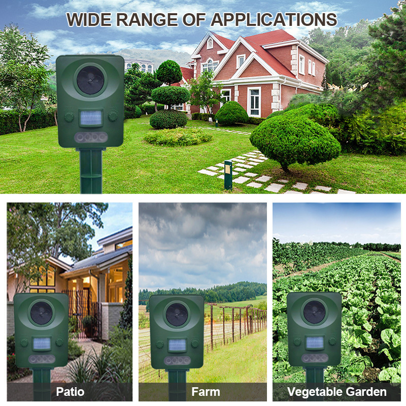 Solar ultrasónico repelente de aves gato salvaje perro serpiente ratón artefacto subterráneo garaje luz infrarroja flash repelente de animales