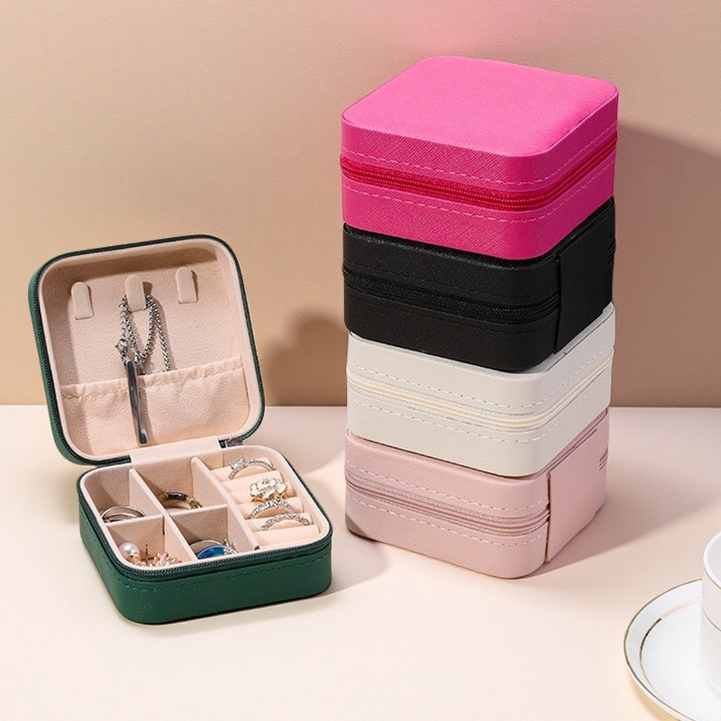 Travel Storage Box, Leather, Compact and Exquisite, European-Style Jewelry Box, Ring, Necklace, Earrings, Portable, Moisture-Proof Jewelry