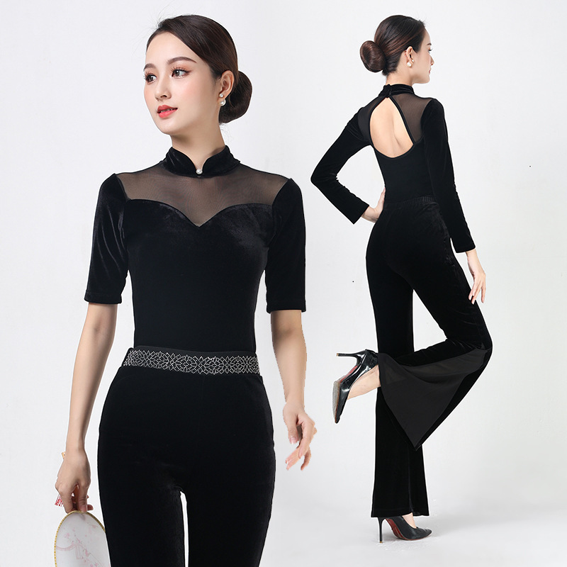 High-end tutor body training suit women's top pants 2022 new autumn and winter velvet teacher body etiquette suit