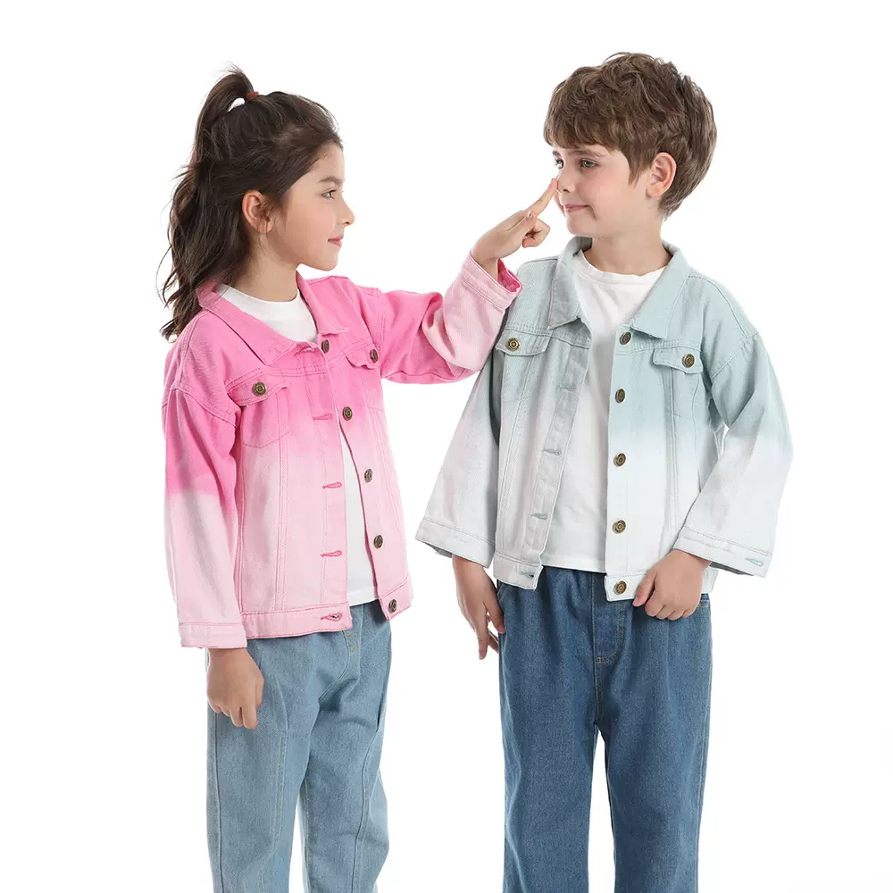 外贸童装男女童秋装外套新款中大童休闲糖果色牛仔上衣男孩春秋款