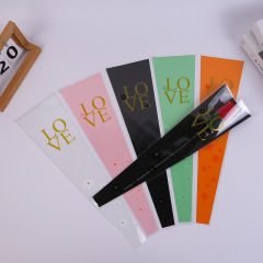 love鮮花袋英文透明opp袋子單支玫瑰袋情人節鮮花花束包裝袋