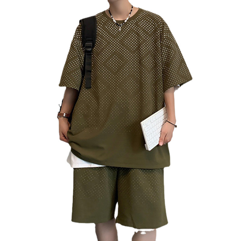 Traje deportivo casual hombre de verano camiseta de mangas cortas un juego de pantalones cortos ropa de moda 28010