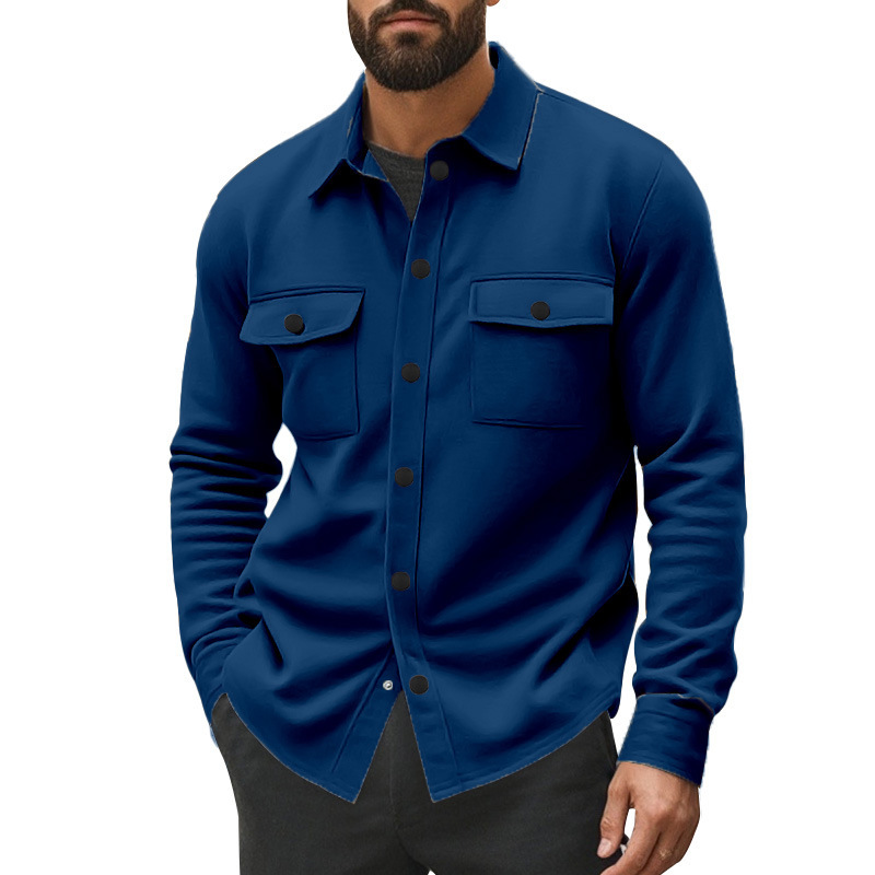 Otoño y invierno Europa y los Estados Unidos transfronterizos Amazon hombre casual con chaqueta de sola fila de botón de chaqueta de color sólido