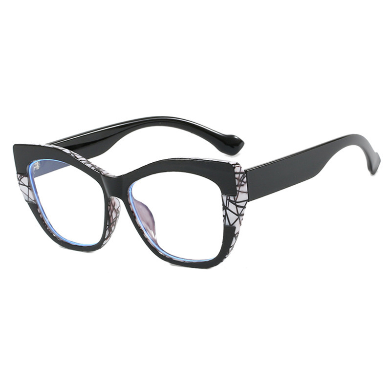 Nuevo TR90 Premium Sense Hit Color Pack Flower Sin maquillaje Gafas anti-luz azul Gafas europeas y americanas con montura grande de ojo de gato con montura de miopía