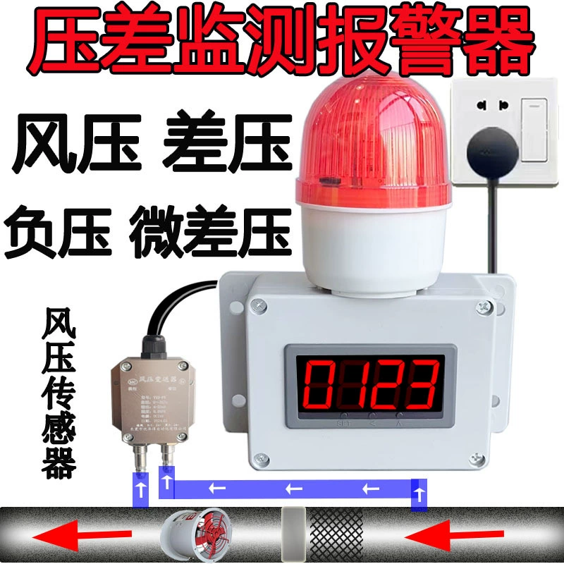 Цифровой Дисплей Сигнализация перепада давления пылесборник коробка активированного угля пожарная вентиляция труба перепад давления сигнализация монитор перепада давления