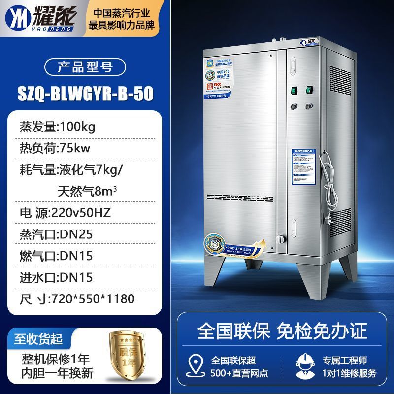 Generador de vapor de gas natural automático de gas comercial máquina de vapor de ahorro de energía pan de bolón de hierro calderas de vapor pan al vapor