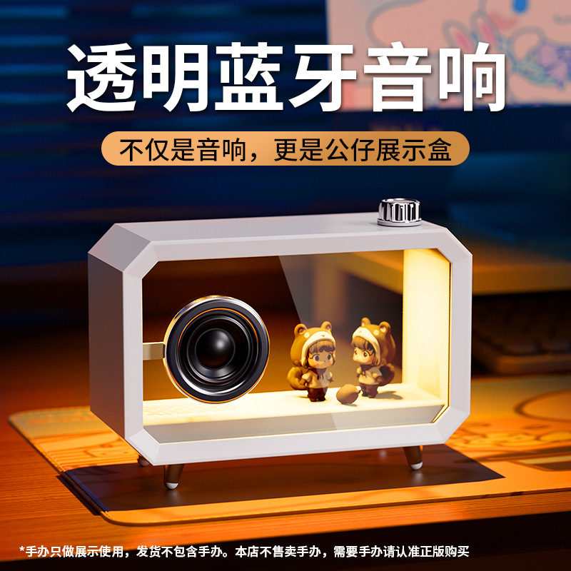 2025新款透明蓝牙音箱 RGB炫彩灯光电脑重低音炮桌面音响IP公仔