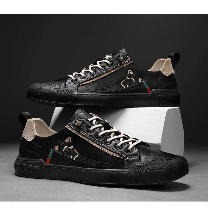 Scarpe da uomo in morbida pelle nuove scarpe da ginnastica casual autunnali e invernali ricamate alla moda tutte le partite con piedini pigri_voghion.com