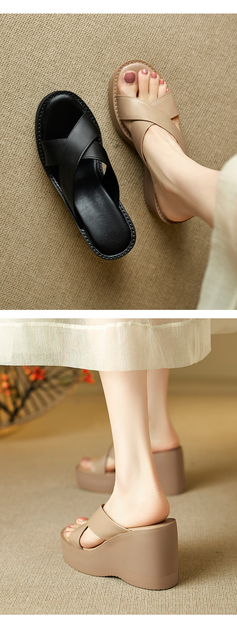 Sandal cao gót nữ hở mũi quai chéo đế xuồng gót 9.5 cm — màu đen, màu mơ chi tiết 4