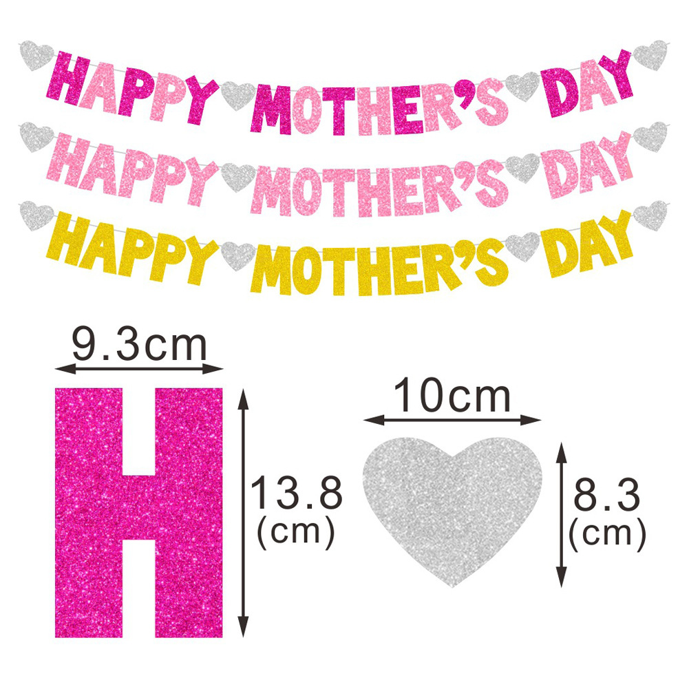 Día DE LA MADRE transfronterizo Feliz Día de la madre carta pull flag Glitter banner decoración pull flor decoración colgante