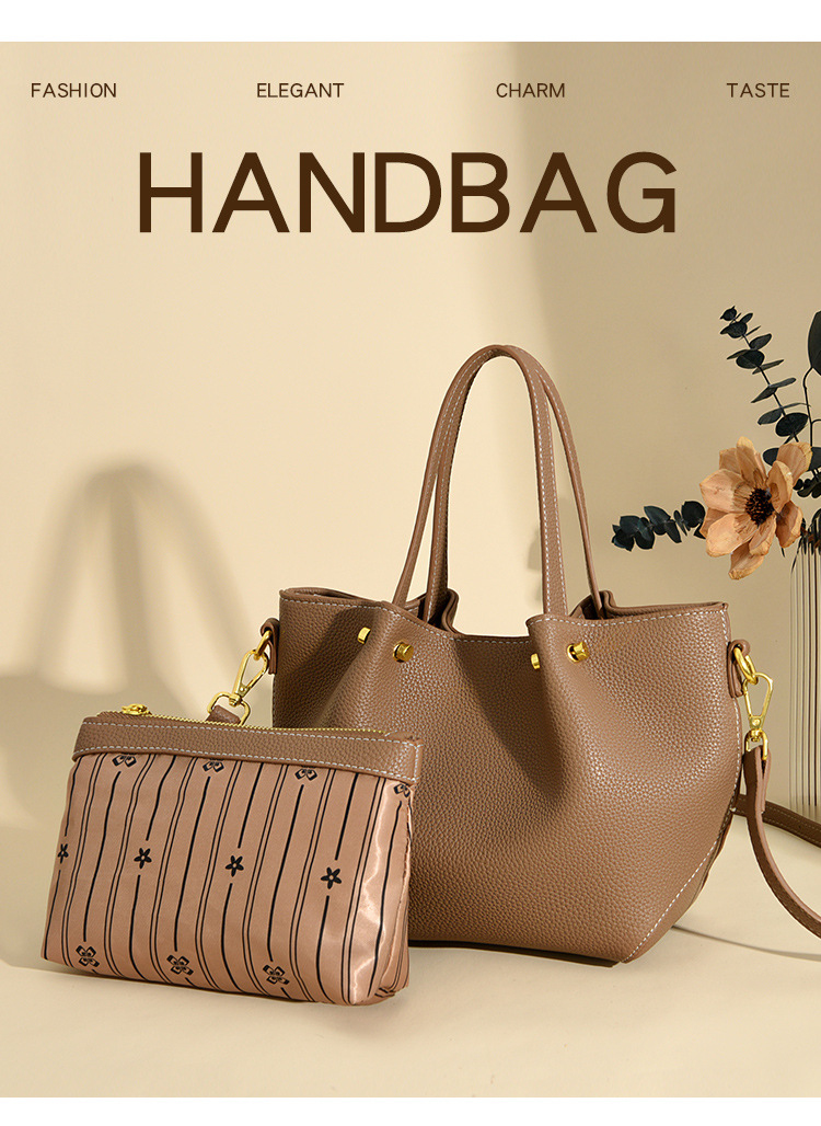 Women's Pu Leather Solid Color Basic Sewing Thread Bucket Zipper Shoulder Bag Handbag Crossbody Bag display picture 1