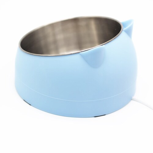 Internet celebrity stainless steel cat bowl and dog bowl double bowl to protect cervical vertebrae cat bowl slant mouth pet food bowl cat supplies
