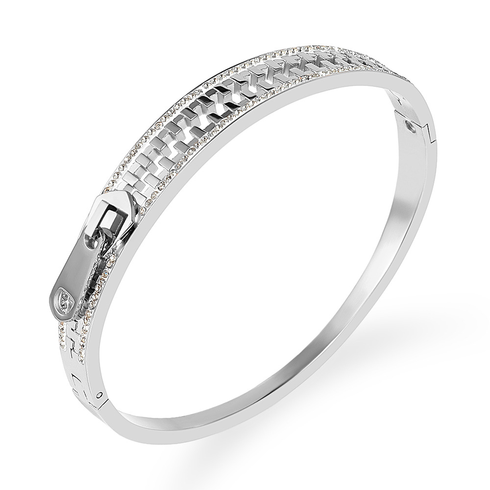 Daily Occasion Stainless Steel Material Casual Lady Geometric Stainless Steel Rhinestones Bangle In Bulk