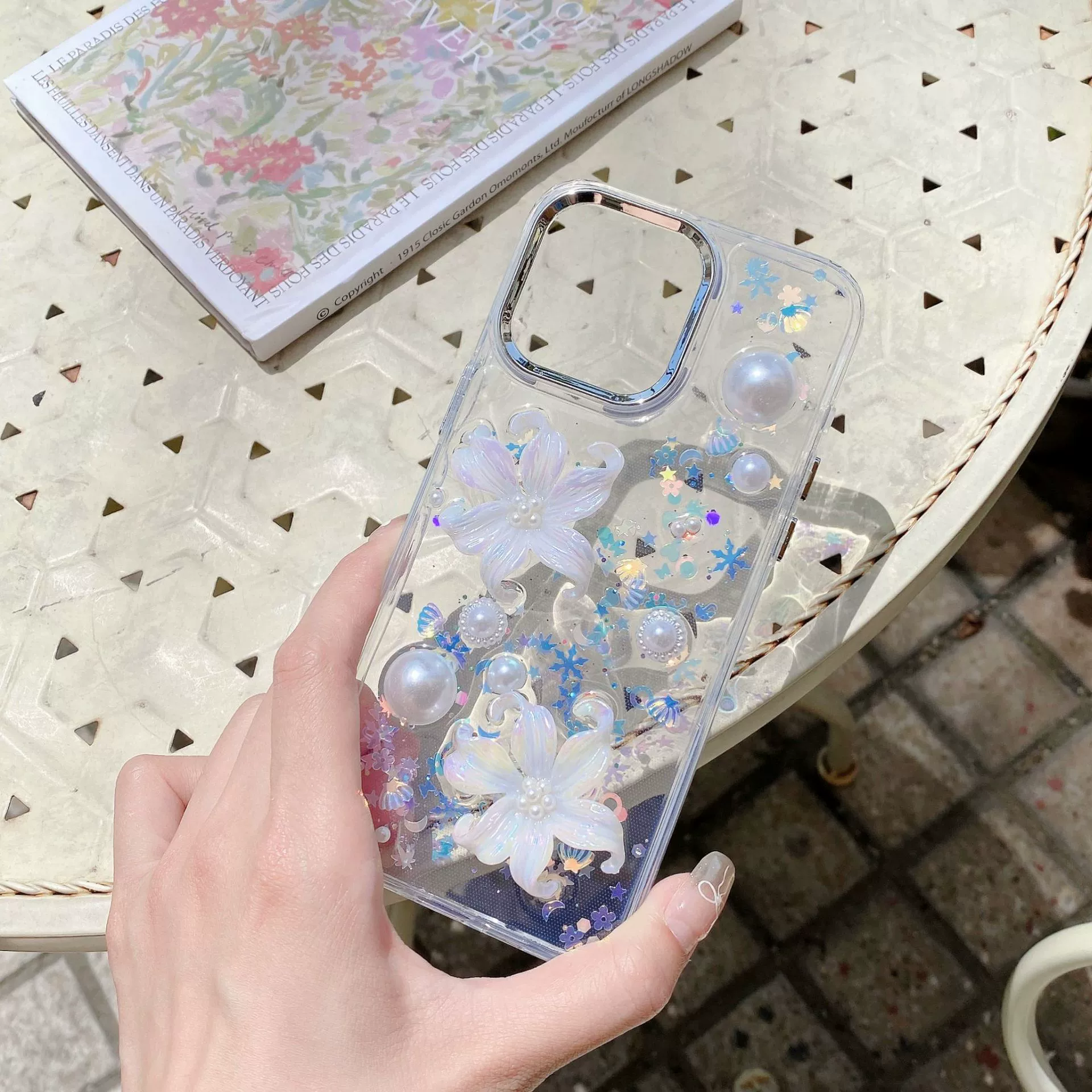 Apple, трехмерный совместимый чехол из жемчуга, iPhone 16, iPhone13 Pro, цветочный, iphone, 16promax