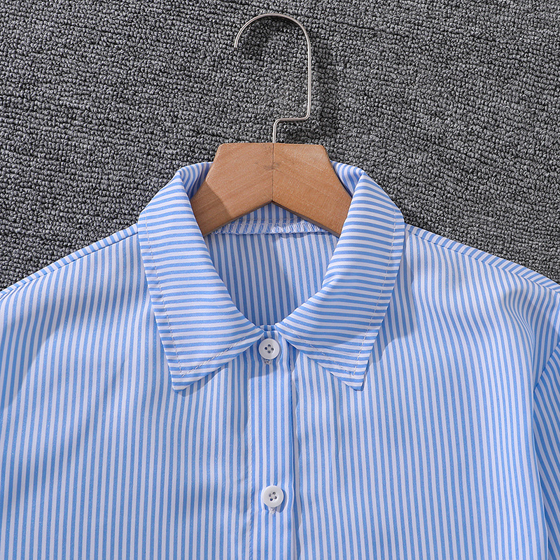 7-12 Nyt Børnetøj Mellemstor og Stor Stribet Langærmet T-shirt Top Piger Sæt_voghion.com