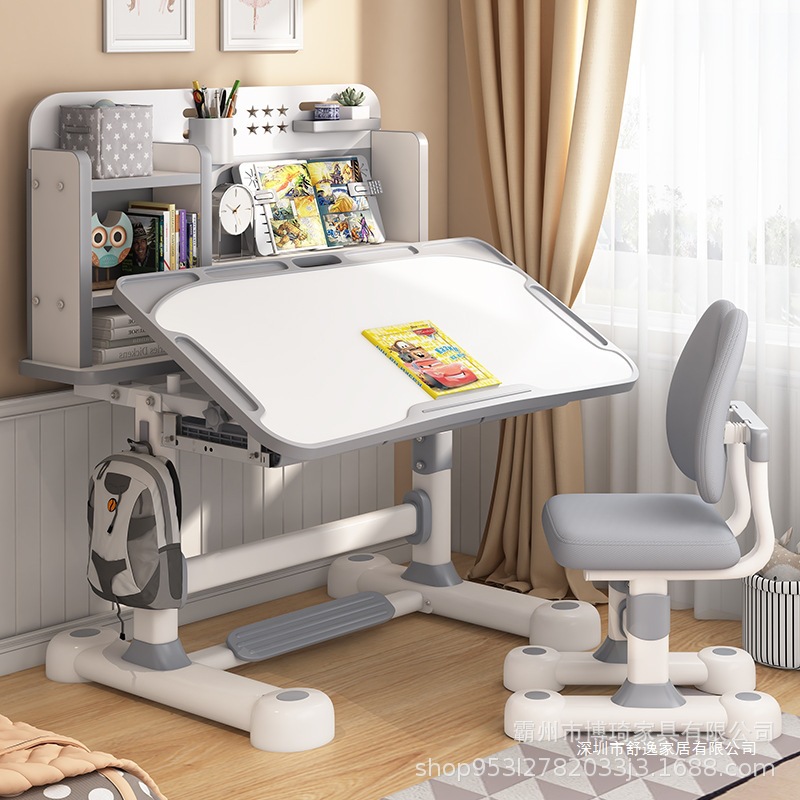 Children's Desk Can Be Lifted and Lowered, Primary and Secondary School Students' Study Table, Graffiti Desk, Children's Writing Homework Desk and Chair Set Combination