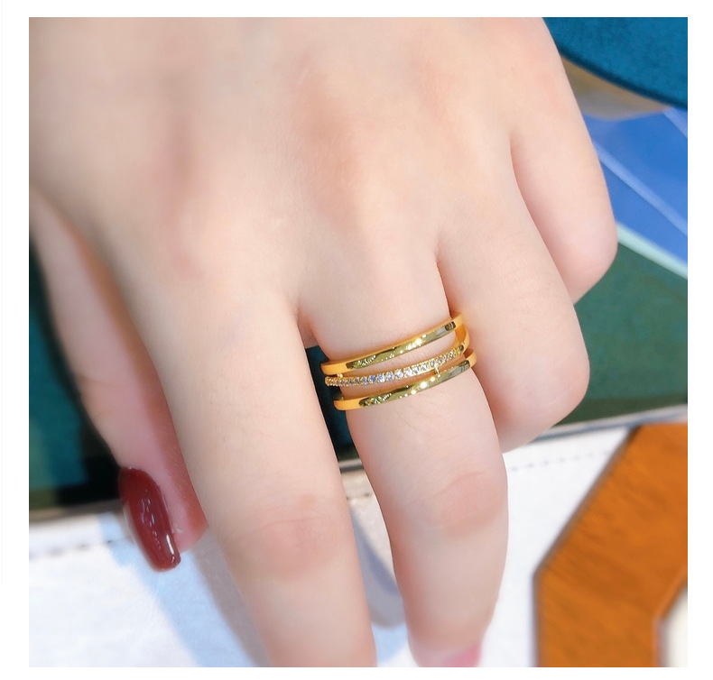 Fashion Round Copper Plating Zircon Open Ring 1 Piece