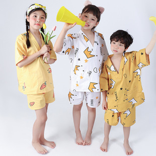 23 New Children's Home Clothes Summer Pajamas Shorts Short-sleeved Suit Sweat Clothes Girls Boys Bath Clothes Parent-child