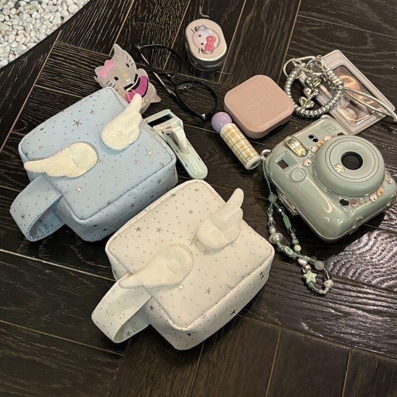 Girly Heart Star Angel Wings Makeup Bag High-Value Large-Capacity Camera Bag Cute Handle Storage Bag