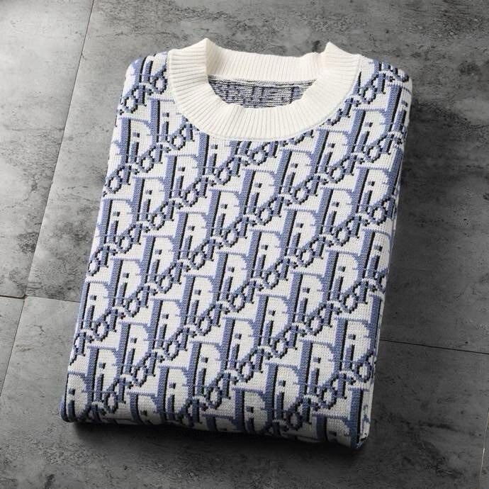 European Cross-Border Exclusive Autumn and Winter Luxury New D Letter Jacquard Round Neck Pullover Knit Sweater for Men
