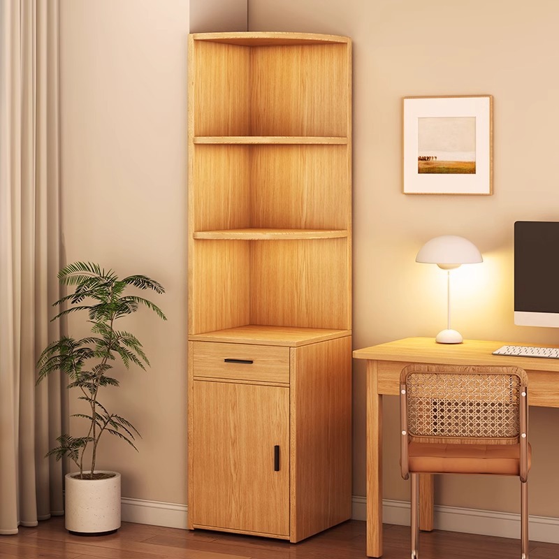 实木芯角柜转角置物架三角柜家用客厅卧室学生书柜落地小户型斗柜