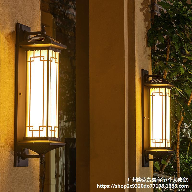태양 벽 램프 야외 발코니 문 램프 정원 벽 램프 중국 빌라 테라스 LED 램프 야외