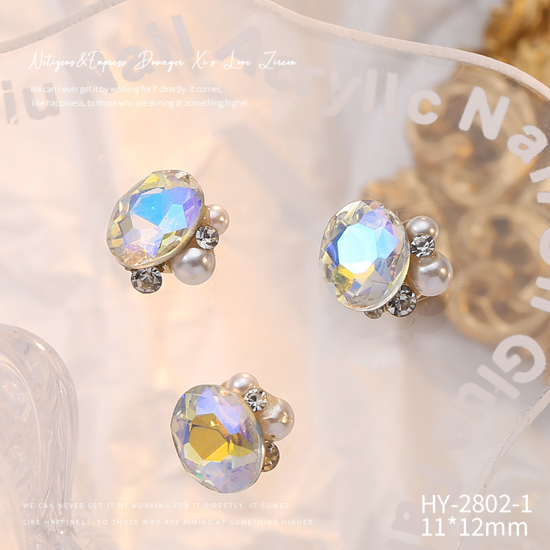 Celebridad en línea Maillard joyería de uñas de cristal pila diamante producto terminado flash torcido corazón grasa cuadrado hecho a mano perla joyería de uñas