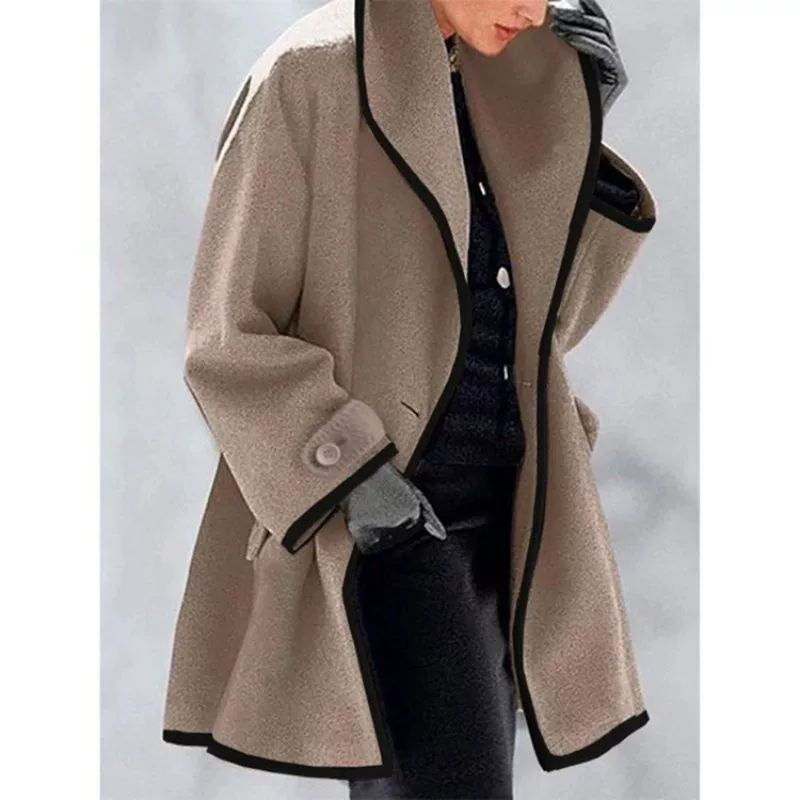 Fashionable demi-season multicoloured hoody, woolen coat, colored tape, jacket, round collar