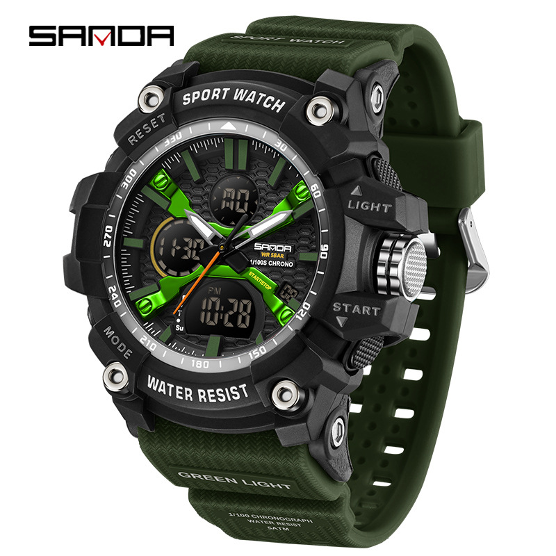 Sanda reloj de venta caliente deportes para estudiantes reloj electrónico luminoso fresco tendencia de moda reloj electrónico impermeable